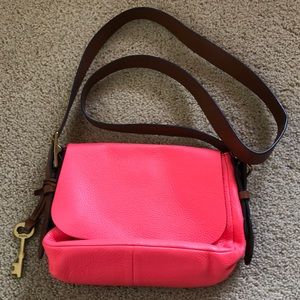 Fossil hot pink crossbody new without tags